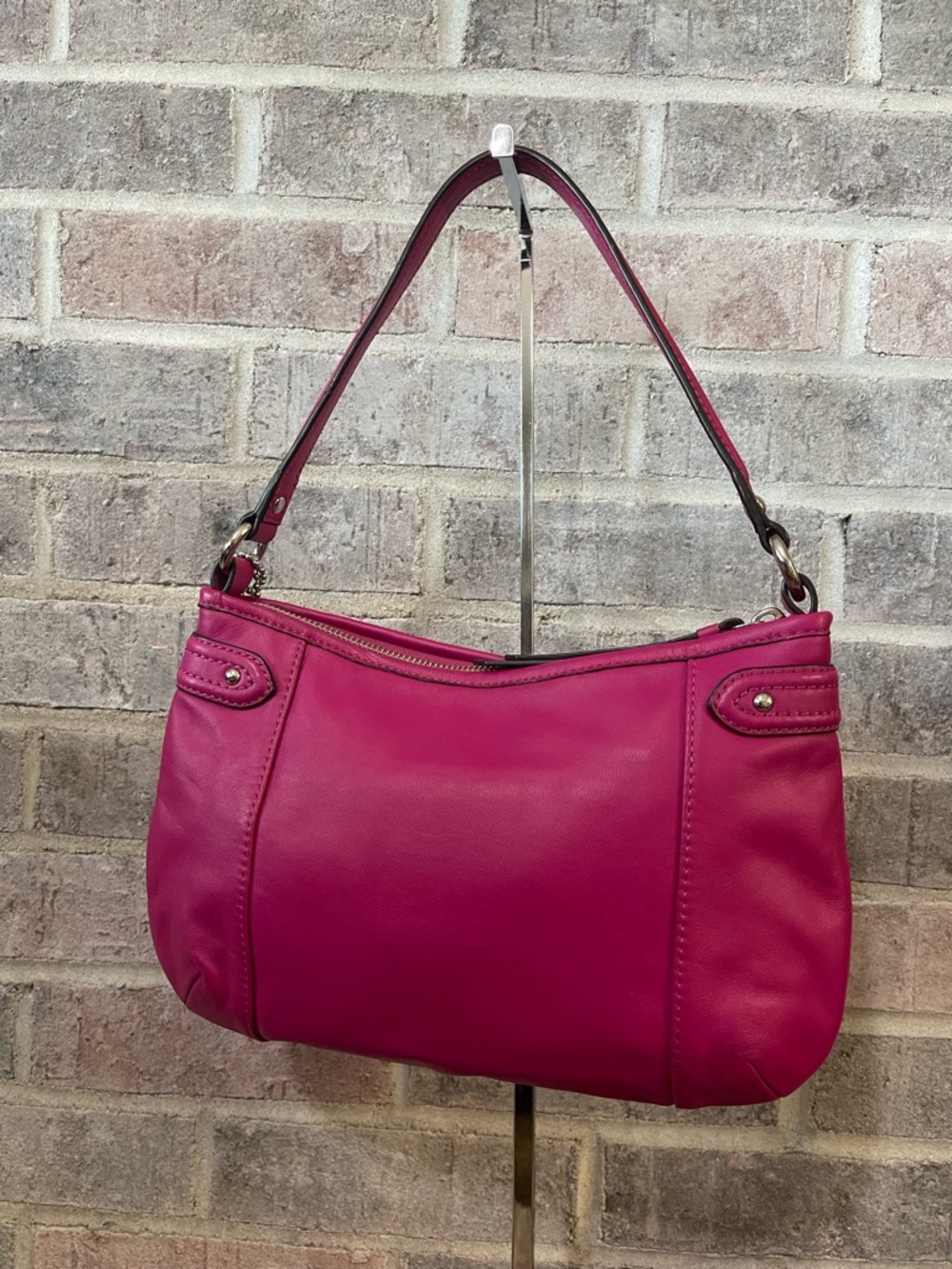 Coach Magenta Shoulder Bag with Removable Strap and Wristlet - Picture 7 of 14